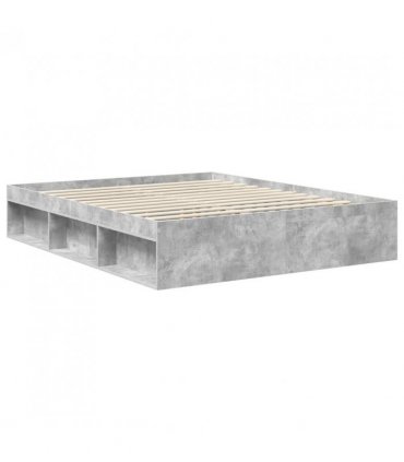 vidaXL Bed Frame with Headboard Concerte 160 x 200 cm Solid Pine Wood — Colour: Concrete grey — V0672010082