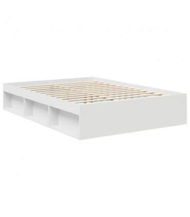 vidaXL Bed Frame with Headboard White 140 x 200 cm Solid Pine Wood — V0672010084