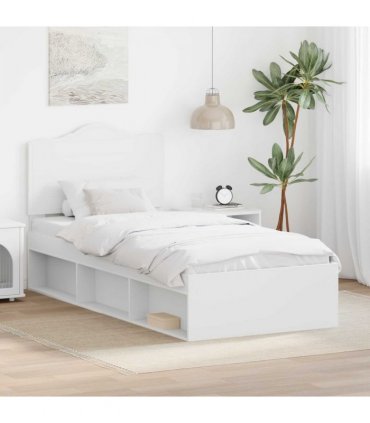 vidaXL Bed Frame with Headboard White 75 x 190 cm Solid Pine Wood — V0672010085
