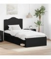vidaXL Bed Frame with Headboard Black 90 x 200 cm Solid Pine Wood — V0672010091