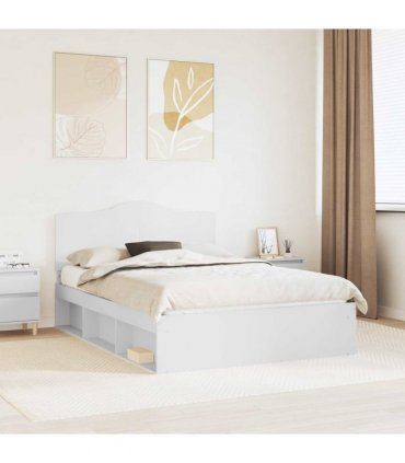 vidaXL Bed Frame with Headboard White 160 x 200 cm Solid Pine Wood — V0672010103