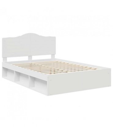vidaXL Bed Frame with Headboard White 160 x 200 cm Solid Pine Wood — V0672010103