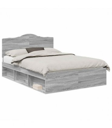 vidaXL Bed Frame Grey Sonoma 140 x 190 cm Solid Pine Wood — V0672010107