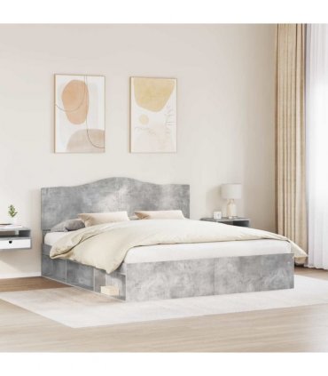 vidaXL Bed Frame with Headboard Concerte 180 x 200 cm Solid Pine Wood — Colour: Concrete grey — V0672010146