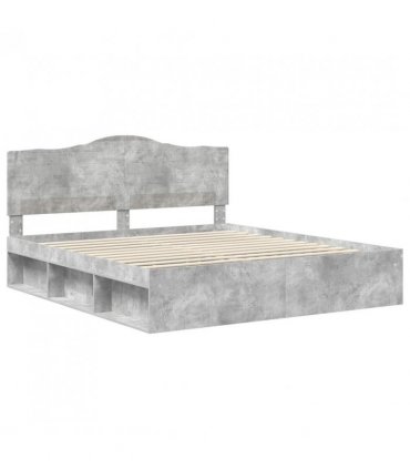 vidaXL Bed Frame with Headboard Concerte 180 x 200 cm Solid Pine Wood — Colour: Concrete grey — V0672010146