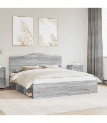 vidaXL Bed Frame Grey Sonoma 180 x 200 cm Solid Pine Wood — V0672010154