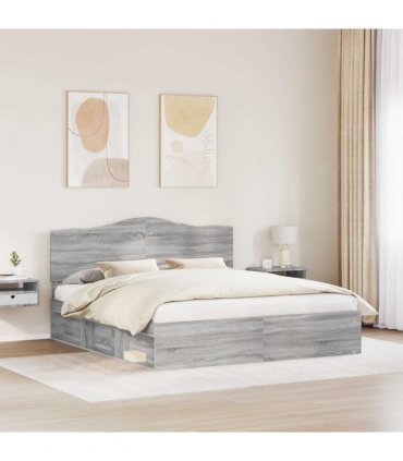 vidaXL Bed Frame Grey Sonoma 180 x 200 cm Solid Pine Wood — V0672010154