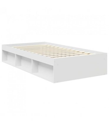 vidaXL Bed Frame with Headboard White 100 x 200 cm Solid Pine Wood — V0672010156