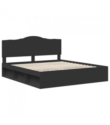 vidaXL Bed Frame with Headboard Black 180 x 200 cm Solid Pine Wood — V0672010160