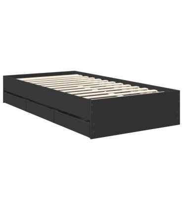 vidaXL Bed Frame with Drawer Black 100 x 200 cm Engineer Wood — V0672010178