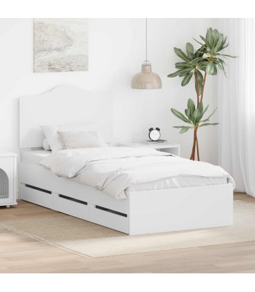 vidaXL Bed Frame with Drawer White 90 x 200 cm Engineer Wood — V0672010184
