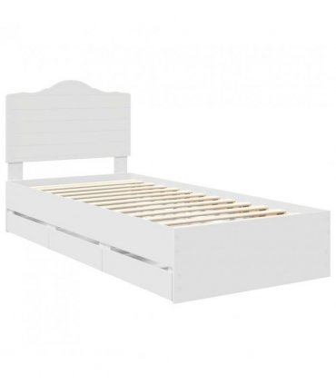 vidaXL Bed Frame with Drawer White 90 x 200 cm Engineer Wood — V0672010184
