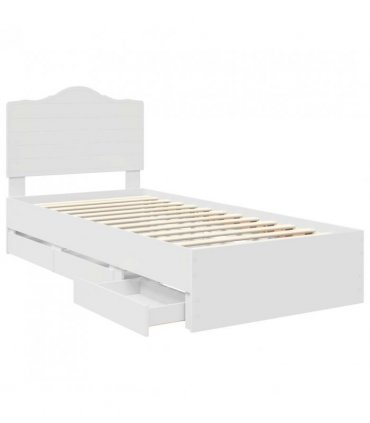 vidaXL Bed Frame with Drawer White 90 x 200 cm Engineer Wood — V0672010184