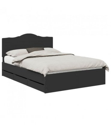 vidaXL Bed Frame with Drawer Black 150 x 200 cm Engineer Wood — V0672010194
