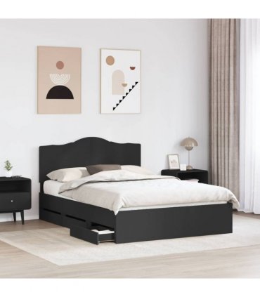 vidaXL Bed Frame with Drawer Black 150 x 200 cm Engineer Wood — V0672010194