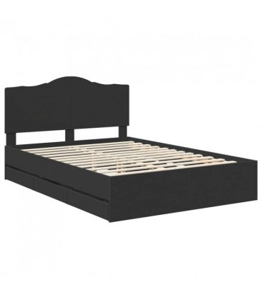 vidaXL Bed Frame with Drawer Black 150 x 200 cm Engineer Wood — V0672010194