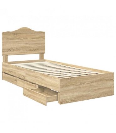 vidaXL Bed Frame with Drawer Sonoma Oak 75 x 190 cm Engineer Wood — V0672010197