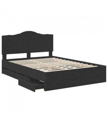 vidaXL Bed Frame with Drawer Black 160 x 200 cm Engineer Wood — V0672010211