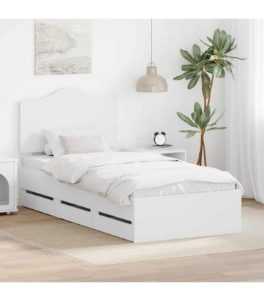 vidaXL Bed Frame with Drawer White 75 x 190 cm Engineer Wood — V0672010213