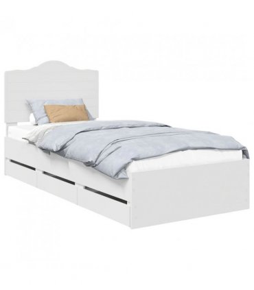 vidaXL Bed Frame with Drawer White 75 x 190 cm Engineer Wood — V0672010213