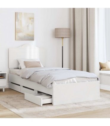 vidaXL Bed Frame with Drawer White 75 x 190 cm Engineer Wood — V0672010213
