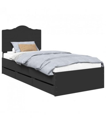 vidaXL Bed Frame with Drawer Black 90 x 200 cm Engineer Wood — V0672010225