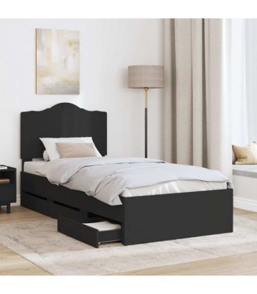 vidaXL Bed Frame with Drawer Black 90 x 200 cm Engineer Wood — V0672010225