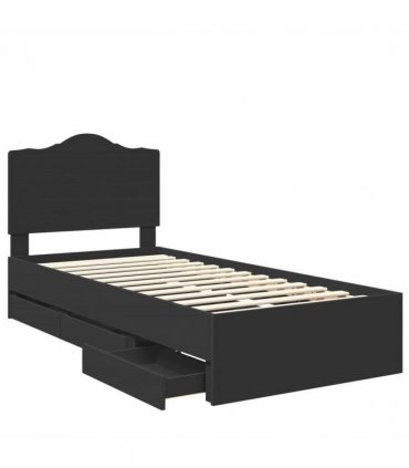 vidaXL Bed Frame with Drawer Black 90 x 200 cm Engineer Wood — V0672010225