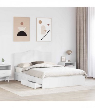 vidaXL Storage Bed with Headboard White 140 x 200 cm Engineered Wood — V0672010250