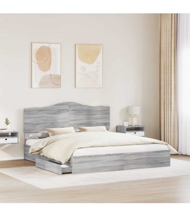vidaXL Storage Bed Grey Sonoma 180 x 200 cm Engineered Wood — V0672010261