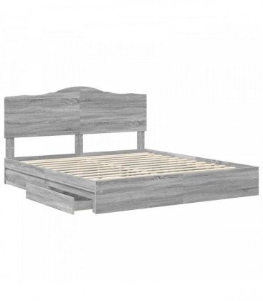 vidaXL Storage Bed Grey Sonoma 180 x 200 cm Engineered Wood — V0672010261