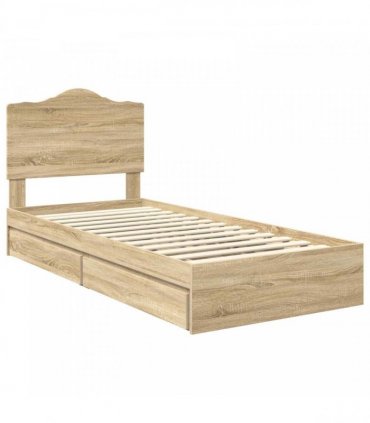 vidaXL Storage Bed with Drawer Sonoma Oak 70 x 190 cm Engineered Wood — Size: 75 x 190 cm — V0672010292