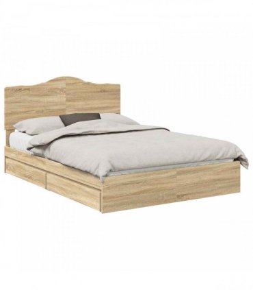 vidaXL Storage Bed with Drawer Sonoma Oak 160 x 200 cm Engineered Wood — V0672010298