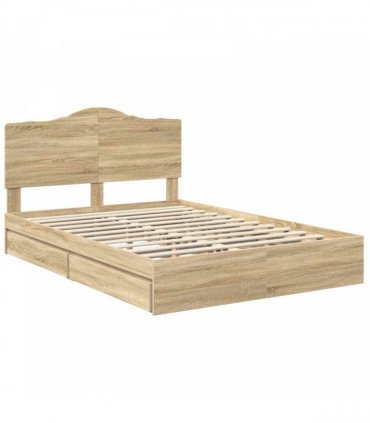 vidaXL Storage Bed with Drawer Sonoma Oak 160 x 200 cm Engineered Wood — V0672010298