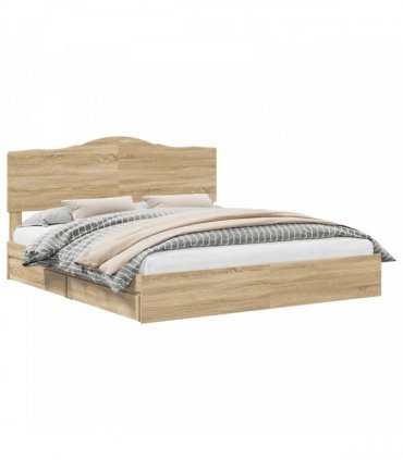 vidaXL Storage Bed with Drawer Sonoma Oak 180 x 200 cm Engineered Wood — V0672010307