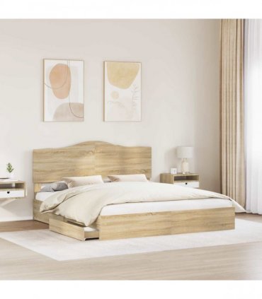 vidaXL Storage Bed with Drawer Sonoma Oak 180 x 200 cm Engineered Wood — V0672010307