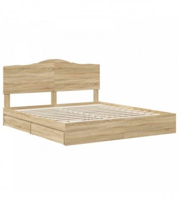 vidaXL Storage Bed with Drawer Sonoma Oak 180 x 200 cm Engineered Wood — V0672010307