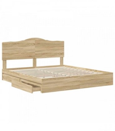 vidaXL Storage Bed with Drawer Sonoma Oak 180 x 200 cm Engineered Wood — V0672010307