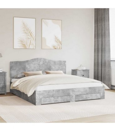 vidaXL Bed Frame Concrete Grey 200 x 200 cm Engineered Wood — V0672010318