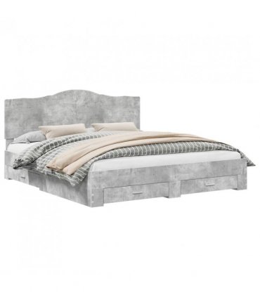 vidaXL Bed Frame Concrete Grey 200 x 200 cm Engineered Wood — V0672010318