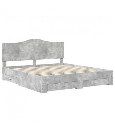 vidaXL Bed Frame Concrete Grey 200 x 200 cm Engineered Wood — V0672010318