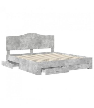 vidaXL Bed Frame Concrete Grey 200 x 200 cm Engineered Wood — V0672010318