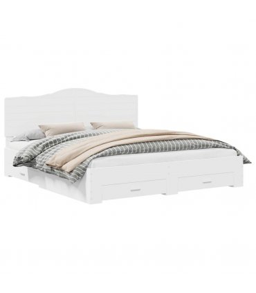 vidaXL Bed Frame with Headboard White 180 x 200 cm Engineered Wood — V0672010319