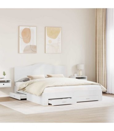 vidaXL Bed Frame with Headboard White 180 x 200 cm Engineered Wood — V0672010319