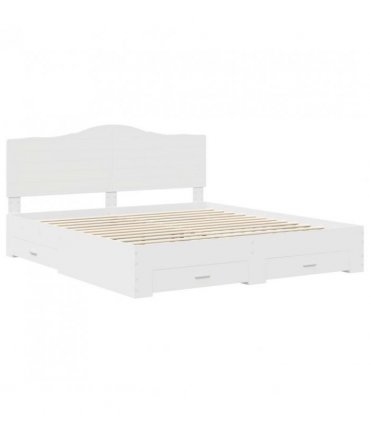 vidaXL Bed Frame with Headboard White 180 x 200 cm Engineered Wood — V0672010319