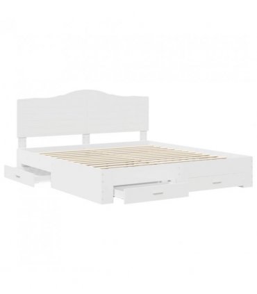 vidaXL Bed Frame with Headboard White 180 x 200 cm Engineered Wood — V0672010319