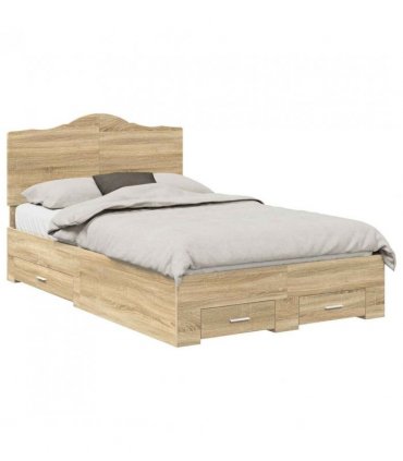 vidaXL Bed Frame with Drawer Sonoma Oak 135 x 190 cm Engineered Wood — V0672010370