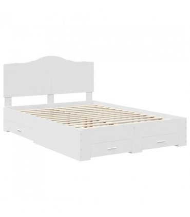 vidaXL Bed Frame with Headboard White 140 x 200 cm Engineered Wood — V0672010381