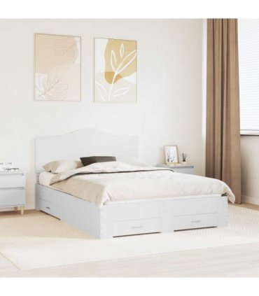 vidaXL Bed Frame with Headboard White 140 x 190 cm Engineered Wood — V0672010382