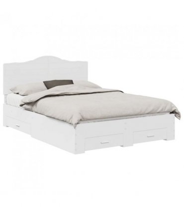 vidaXL Bed Frame with Headboard White 140 x 190 cm Engineered Wood — V0672010382
